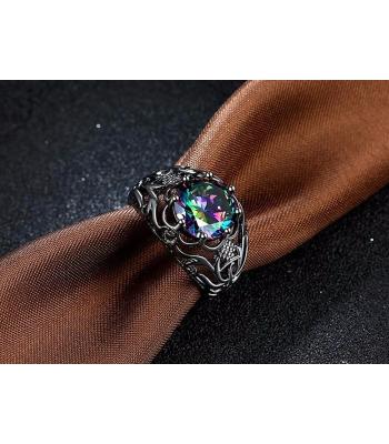 Regenbogen Kristall Ring im *Punk-Style*