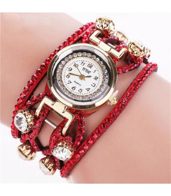Luxus Leder Kristall Armband Uhr