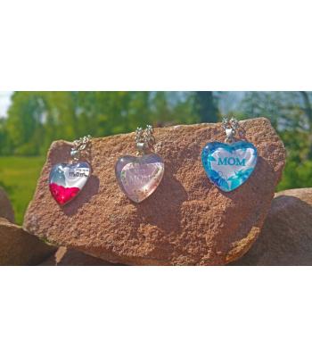 Glas-Herz Anhänger mit Halskette mit Motiv