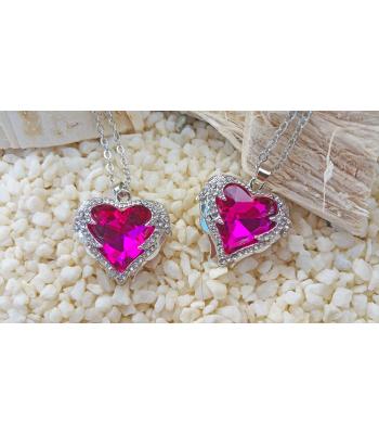 Engelsflügel Strass Halskette *Pink-Kristall Herz*