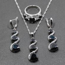 Shapir Schwarz Kristall Silber Schmuck-Set 