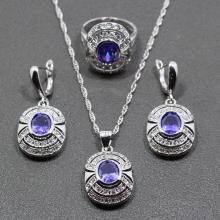 Saphir Lila Halbedelstein Silber Schmuck-Set 