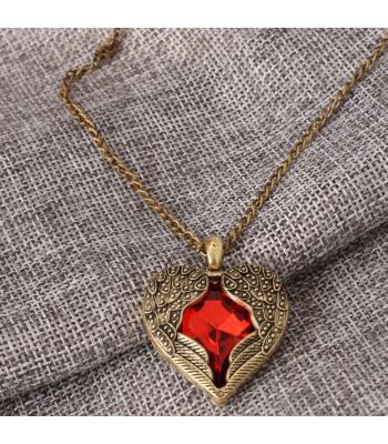 Engelsflügel Herz-Halskette *roter Rubin*