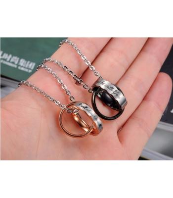Rose`Goldene Ringen Halskette mit Gravur