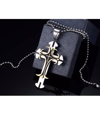 Elegante verspielte Titan Kreuz-Halskette