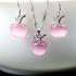 Apfel Kristall Schmuck-Set 4 tlg. Silber/Pink