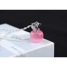 Apfel Kristall Schmuck-Set 4 tlg. Silber/Pink