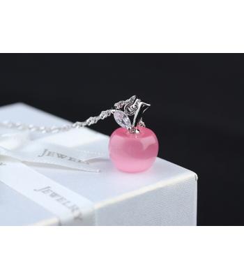 Apfel Kristall Schmuck-Set 4 tlg. Silber/Pink