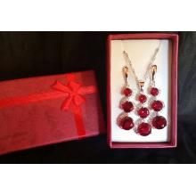 Edles 925 Sterling Silber Schmuck-Set Granat Rot