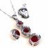 Edles 925 Sterling Silber Schmuck-Set Granat Rot