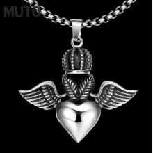 Gothic fliegende Kronen-Herz mit gedrehter Halskette