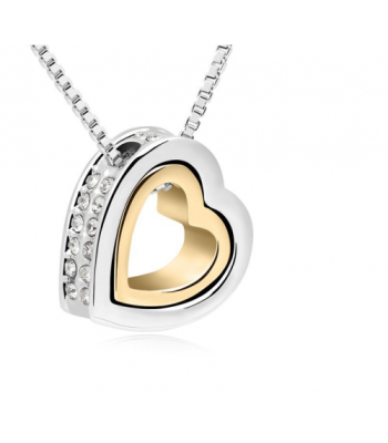 Doppel-Herz Halskette mit Zirkonia