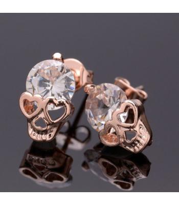 Rose`Gold Skulls Ohrstecker mit Kristall
