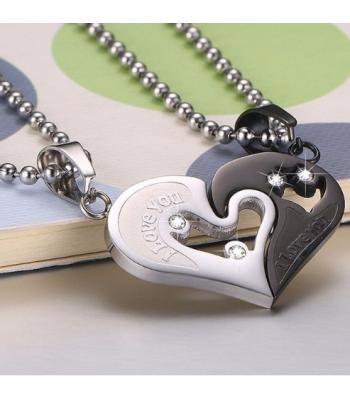 Partner Halskette Edelstahl Herz *I Love You*