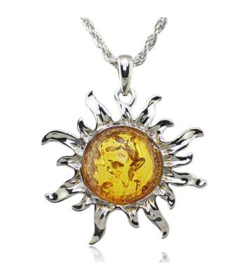 Glücksbringer aus Tibet - Sonnen-Kette mit baltischem Bernstein