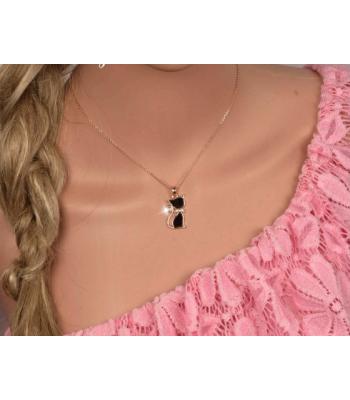 Reizendes Kätzchen mit Strass Steinchen Halskette