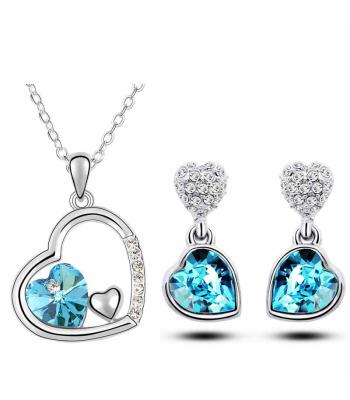 Herz Schmuck-Set 4 tlg. mit Herz-Kristall