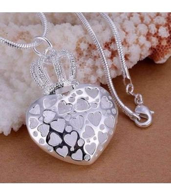 Kronen-Herz-Halskette 925 Sterling Silber