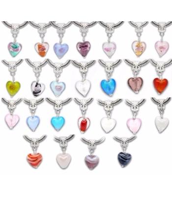 Herz Glasblumen Charme Anhänger *Beads*