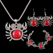 Roter Stein-Silber-Krebs Schmuck-Set