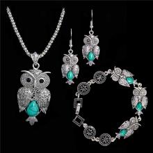 Antikes Eulen Schmuck Set Türkis