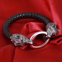 Kraft-Tier *WOLF* Leder-Armband 