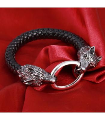 Kraft-Tier *WOLF* Leder-Armband