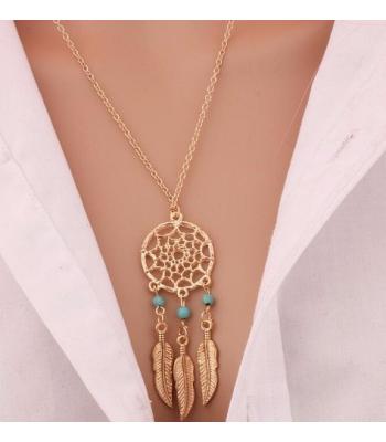 Traumfänger Halskette mit türkisen Perlen