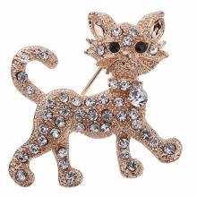 Glänzende Gold voller Strass Tiger Katze *Brosche*