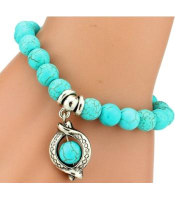 Perlenarmband Türkis mit Charme Anhänger
