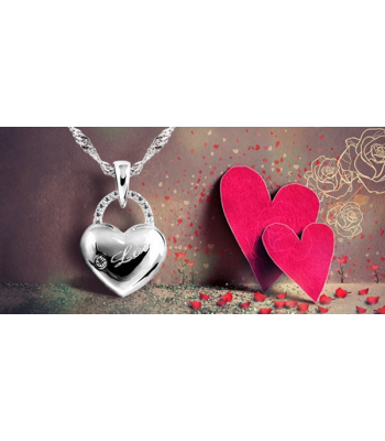 925 Sterling Silber Herz-Halskette inkl. Gravur & Zirkonia