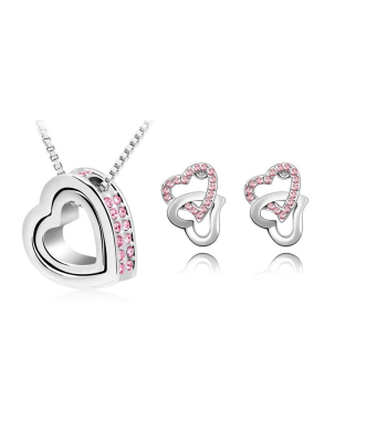 Schmuck-Set 4 tlg. Silber/Pink