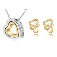 Schmuck-Set doppel Herz 18 Karat vergoldet