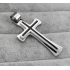 Kreuz-Kugel-Kette Edelstahl Silber/Schwarz